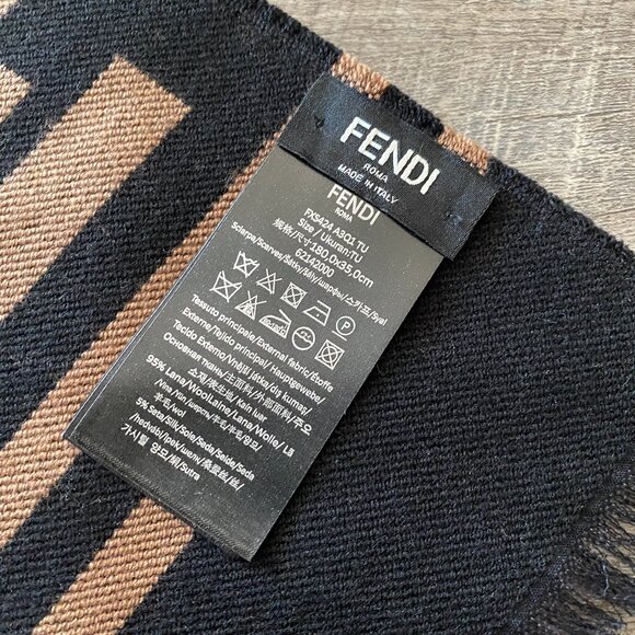 Fendi Beige Wool/Silk Scarf - Picture 4 of 6
